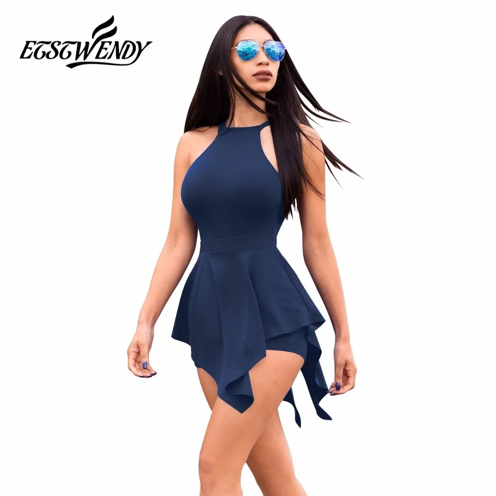 

New Summer 2019 Sleeveless Casual Playsuit Women Beach Jumpsuit Ruffles Elegant Slim Women Clothes White Black Sexy Short Pants