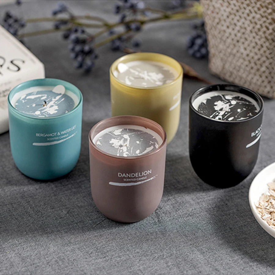 

Aromatherapy Scented Candle In Jar Aroma Candle Cup Tin Happy Birthday Deco Mariage Table Velas Perfumadas Home Decoration Fete