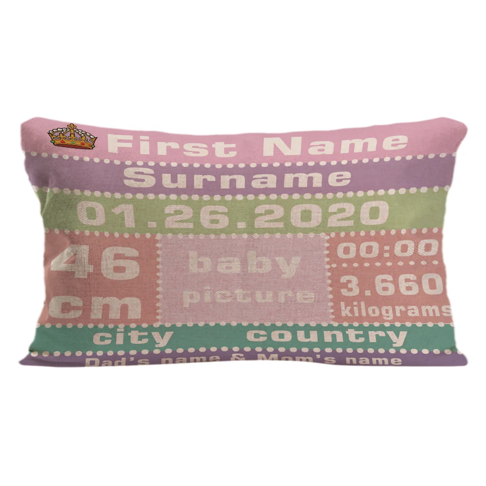 Custom Birth Data Printing Colored Stripes Throw Pillow Case Decorative Cushion Cover Pillowcase Birthday Gift By Lvsure | Дом и сад