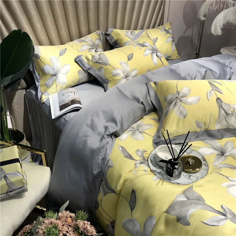 Ropa de cama Tencel Silk, 4 шт., набор постельного белья KING QUEEN, роскошный пододеяльник, простыня, постельное белье dekbedovertrek