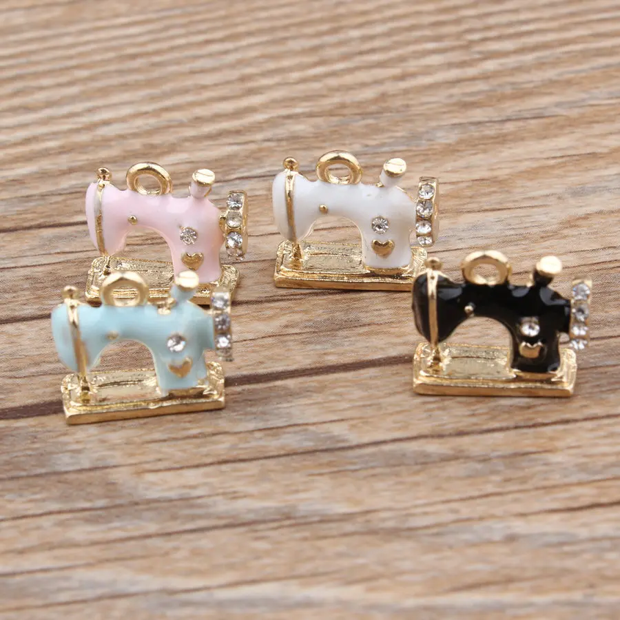 

20PCS/Lot Fashion Jewelry Sewing Machines With Rhinestone Oil Drop Pendant Fit For Bracelet DIY Fashion Jewelry Accessories