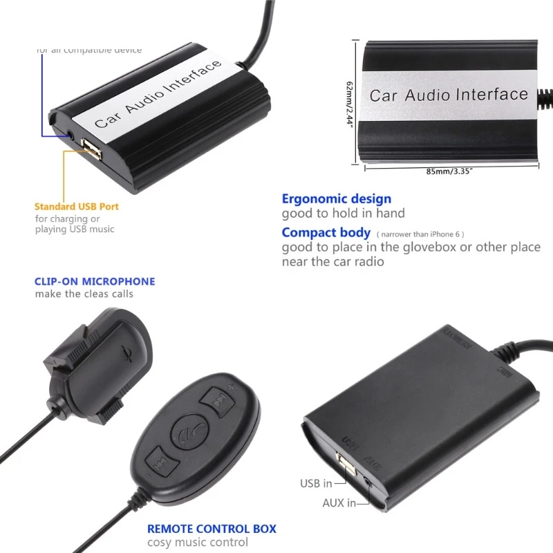 

Hot New 1 Set Handsfree Auto Car Bluetooth Kits MP3 Music USB AUX Adapter Interface For Fiat For Alfa Romeo High Quality