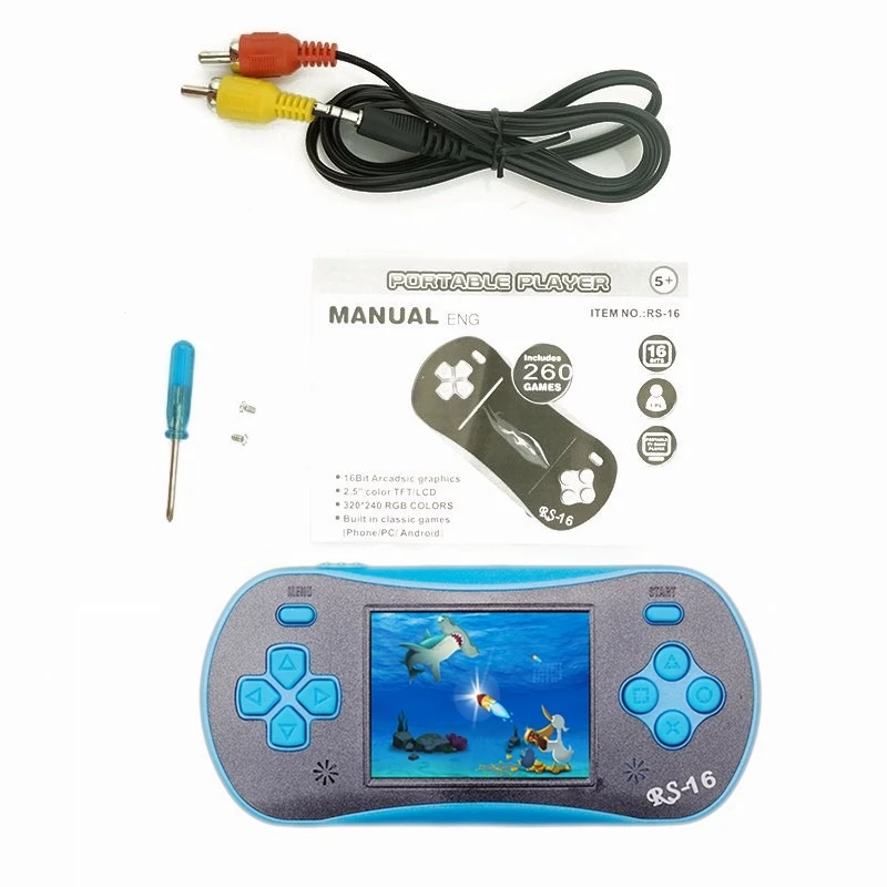 RS 16 Детская Классическая портативная игровая консоль 2 5 дюйма 8 бит 260 встроенных