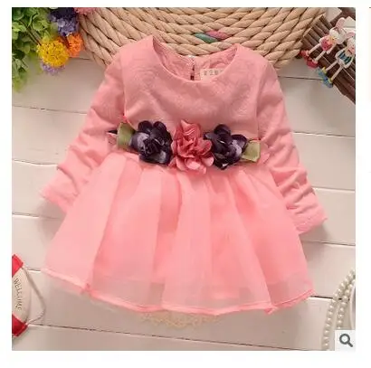 Новинка 2016 года модное Хлопковое платье с длинными рукавами для маленьких