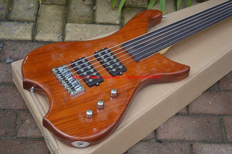 Новый 6 струн fretless электрический бас гитара в натуральном Бесплатная доставка BJ