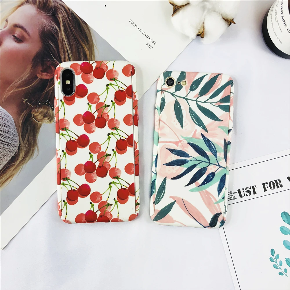 Girl Models Cases For IPhone 5 360 Degree Marble Stone Full Protective Phone 5s 5se Plant Leaf Hard Back Cover |