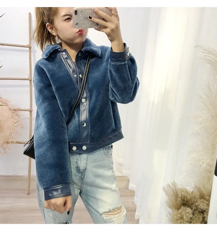 2018 зимние короткие Для женщин зимнее шерстяное пальто из овечьей шерсти мутон