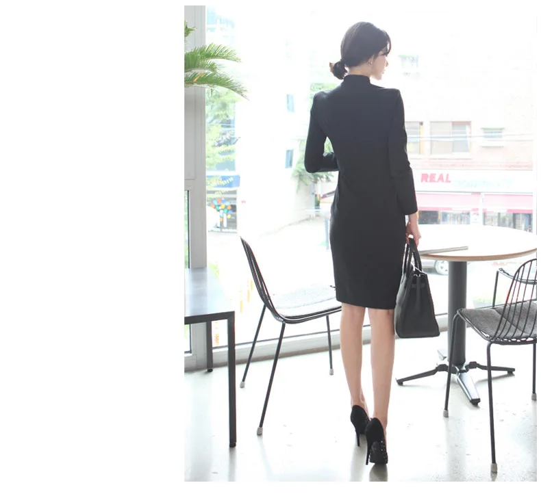 

2020 Autumn Big Brand Women Dress Vestidos Festa Office Vintage Sexy Party Dresses Black Single-breasted Bandage Bodycon Dress