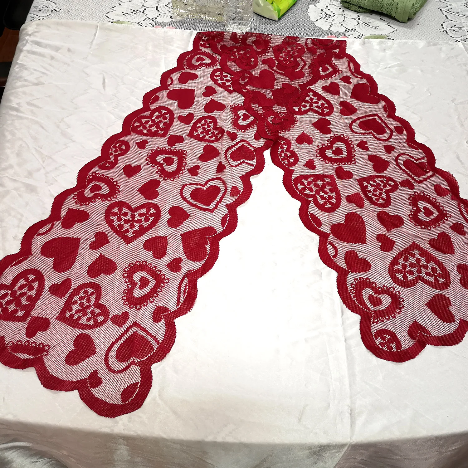Behogar красного цвета с узором в виде сердца Настольная дорожка украшения для