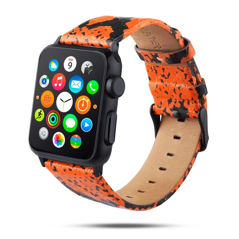 orange Модный Роскошный кожаный ремешок для apple watch 5 4 3 2 1 ремешок для наручных часов iwatch, 38, 40, 42, 44 мм пряжкой ремешок для часов - Цвет ремешка: orange