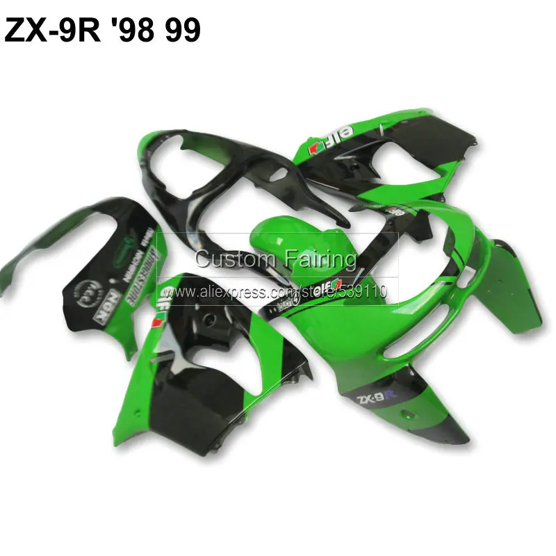 Детали ABS для мотоциклов Kawasaki ZX9R zx 9r 1998 1999 Ninja 99 98 комплект обтекателей зеленого и
