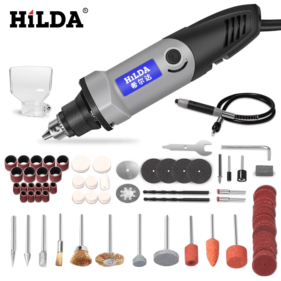HILDA 400 Вт Мини электрическая дрель с 6 позициями переменной скорости для вращающихся инструментов Dremel с цветной коробкой, Упаковочная мини-машина