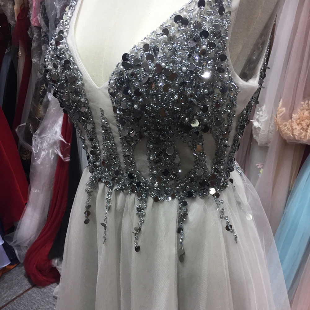 SSYFashion Короткие коктейльные платья с v-образным вырезом Блестки Бисер до колена праздничные наряды халат де Soire Homecoming платье