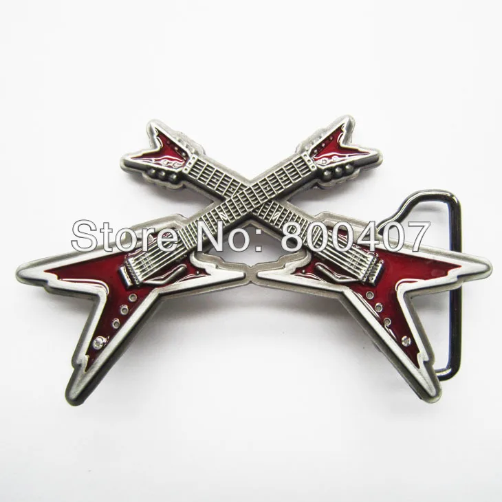 

Retail Distribute Red Crossed Guitars Belt Buckle BUCKLE-MU061RD Free Shipping