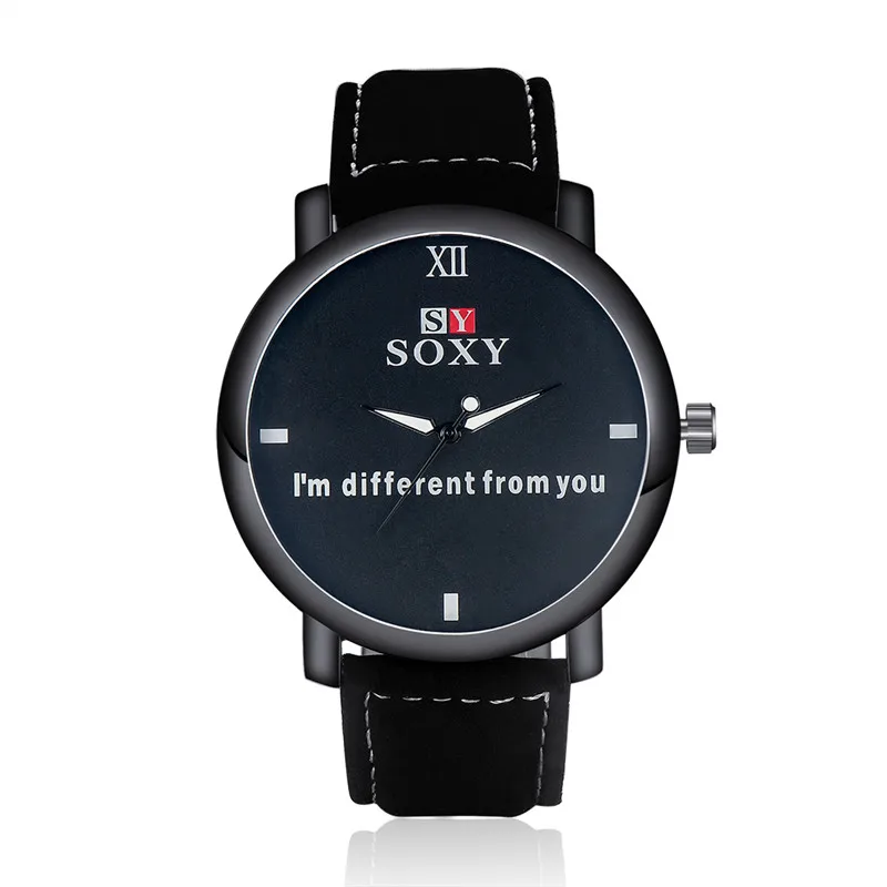 Часы наручные мужские кварцевые с кожаным ремешком модные повседневные подарок