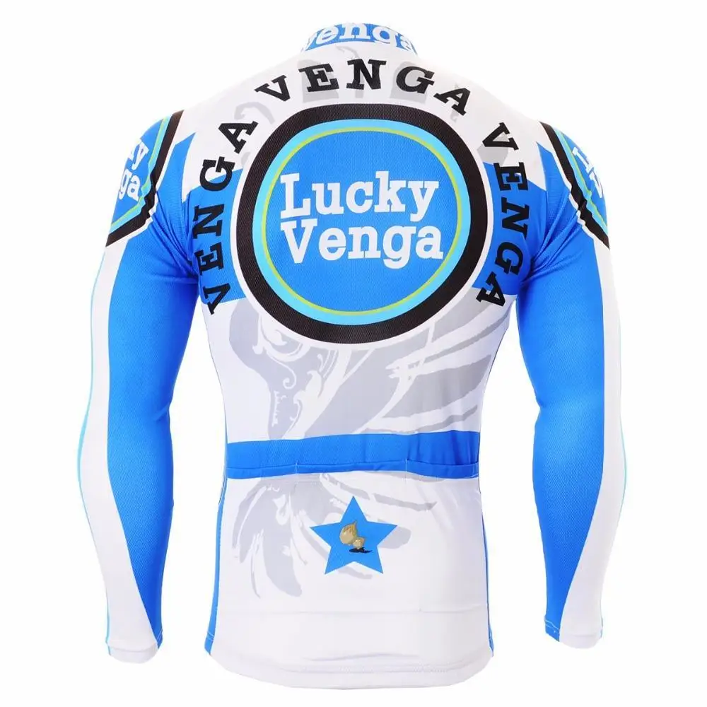 Мужская велосипедная кофта с длинным рукавом G201 синяя и белая Lucky Venga полиэстер