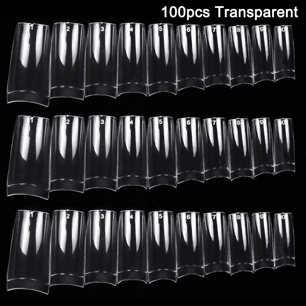 100pcs Transparent 100/500 шт ногтей половинные французские накладные ногти для дизайна ногтей, акриловые УФ-гелевые маникюрные наконечники@ ME88 - Цвет: 100pcs Transparent