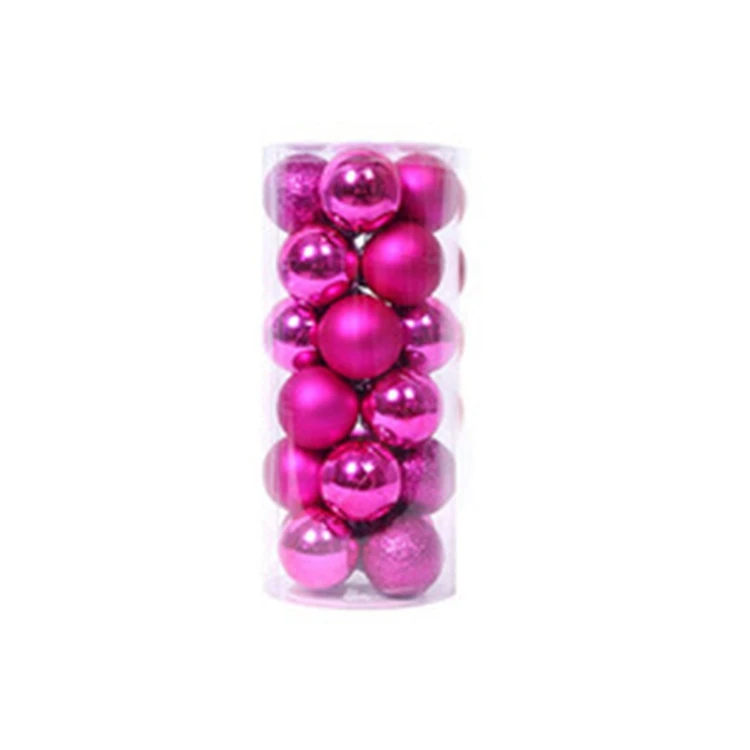 Rose Pink YORIWOO 24pcs/lot 3cm Merry Christmas Tree Balls Decoration Party Hanging Ornament Christmas Baubles Pendant Xmas New Year Gifts - Цвет: Rose Pink