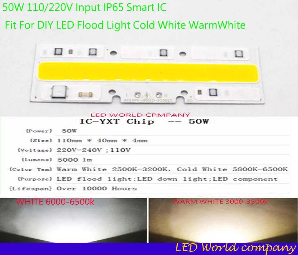 Светодиодная лампа COB 30 Вт 50 70 100 150 220 В вход IP65 Smart IC подходит для DIY LED прожектор