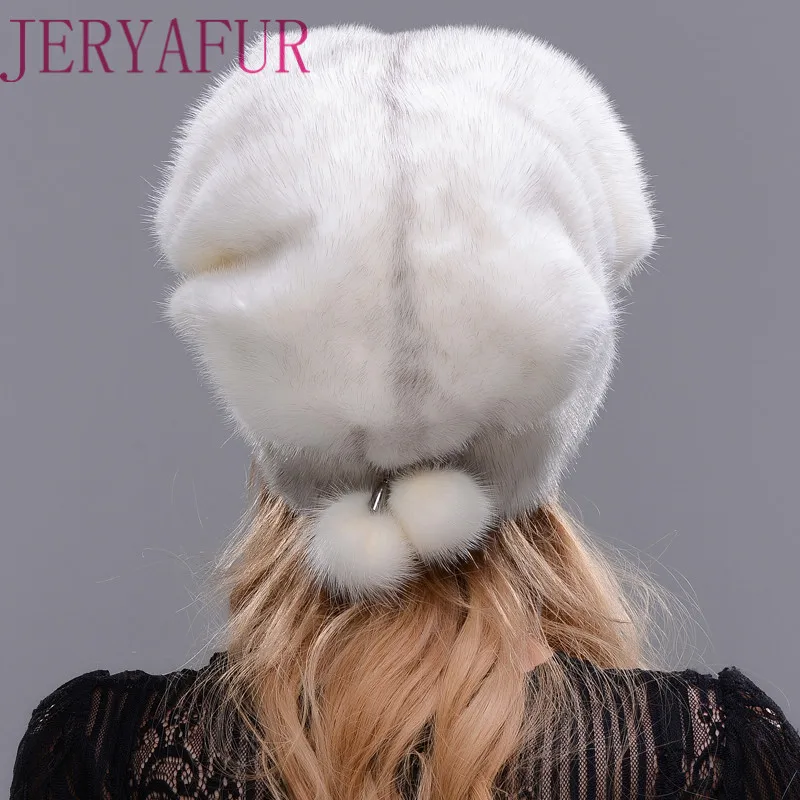 Женская меховая шапка JERYAFUR теплая зимняя из натурального меха норки