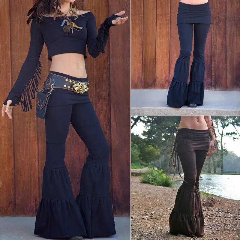 Женские брюки с широкой талией бохо|flare pants|women flare pantsboho pants |