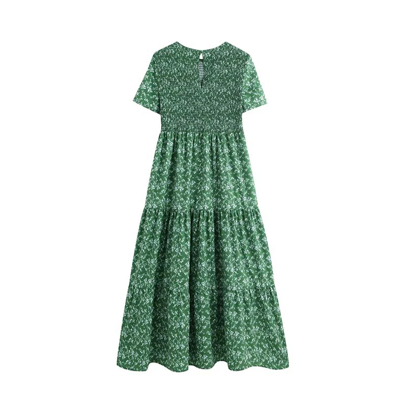 Boho Винтаж цветочный принт лоскутное платье Макси женское эластичное О образным