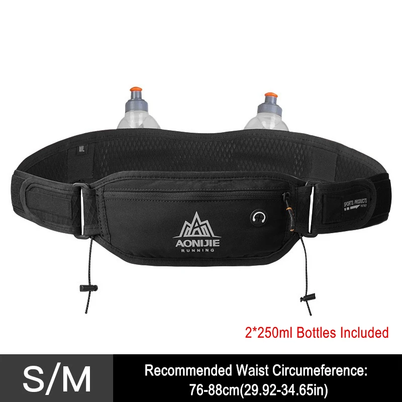 Black-Black SM AONIJIE W937S Trail Беговая поясная сумка с гидратационным ремнем, держатель для телефона, поясная сумка для бега, аксессуары для тренажерного зала с 250 мл бутылками для воды - Цвет: Black-Black SM
