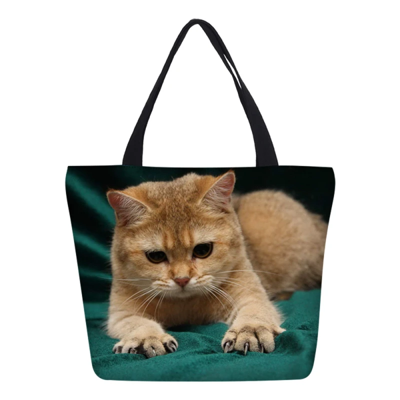 Hynes Eagle Canvas Hangbags Women Cute Cat Dog Crossbody Bags Shoulder Bag Female Foldable Portable Casual Tote Bolsos Mujer | Багаж и