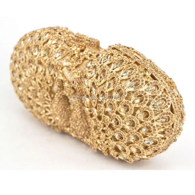 LaiSC новейшие золотые клатчи с павлином кошелек для вечеринки клатч кристаллами и