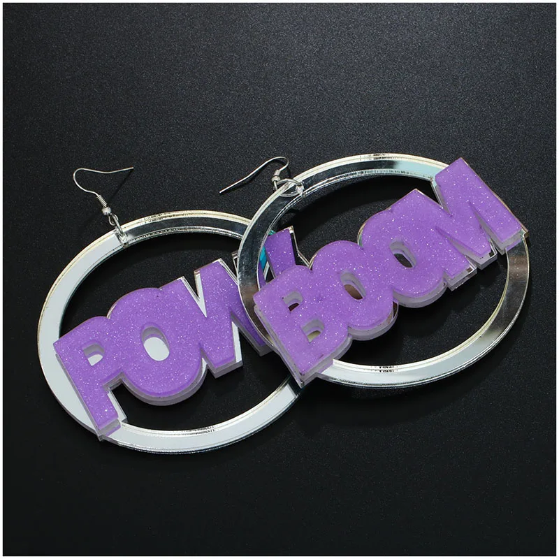 Женские акриловые Висячие Серьги Circle Boom Pow Длинные массивные серьги модные
