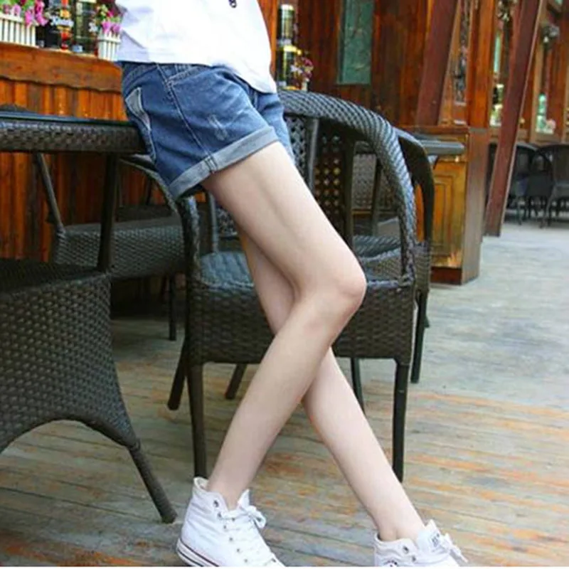 New 2016 Fashion Summer Women Ladies Loose Lanky Retro Frayed Hem Denim Jeans Shorts Ripped Hole Short Pants Plus Size 26-31 | Женская