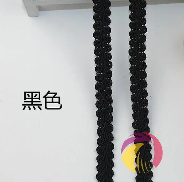 black Новое поступление 5 метров синий/белый/черный DIY кружевной отделкой Плетеный для костюма высокого качества коса многоножка швейная кружевная лента 12 мм - Цвет: black