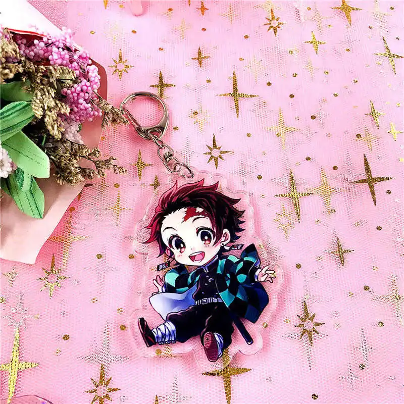 11 Аниме брелок для ключей Demon Slayer: Kimetsu no Yaiba Kamado Nezuko двусторонний брелок для ключей косплей мультфильм для взрослых и детей - Цвет: 11