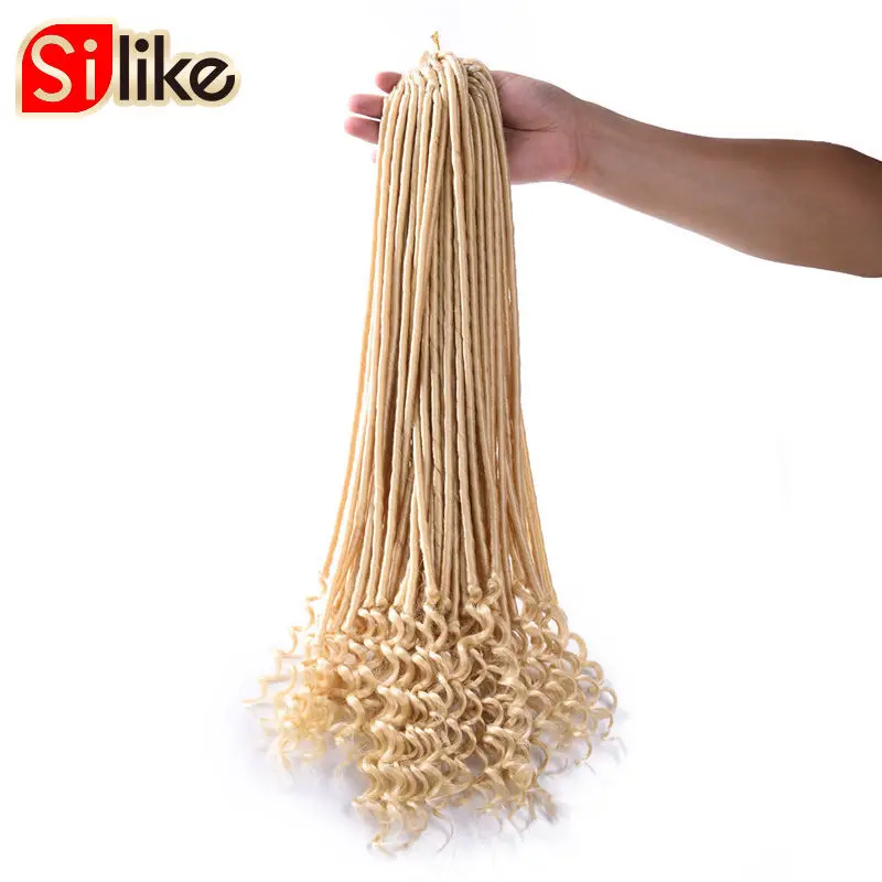 Silike 20 дюймов богиня Faux locs Curly вязанные волосы 24 корня/упаковка искусственные замки синтетические вязанные косички для наращивания волос