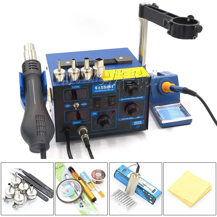 Станция паяльная Saike 952D 110 В или 220 700 Вт 2 в 1|station soldering|station hot air gunstation solder |