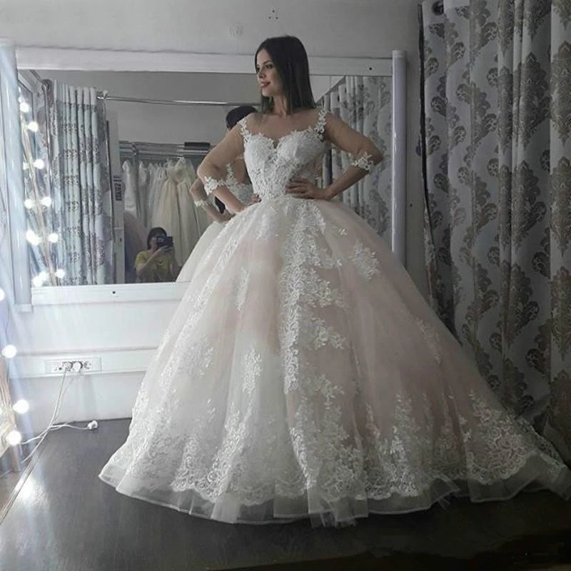 Романтическое кружевное бальное платье с аппликацией свадебные платья 2020