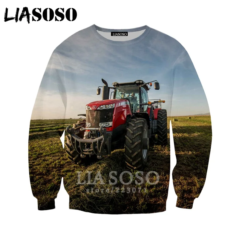 LIASOSO, осень, новинка, мужские, женские, модные толстовки, 3D принт, автомобиль, трактор, толстовка с длинным рукавом, хип-хоп Топ, Harajuku, пуловер, B081