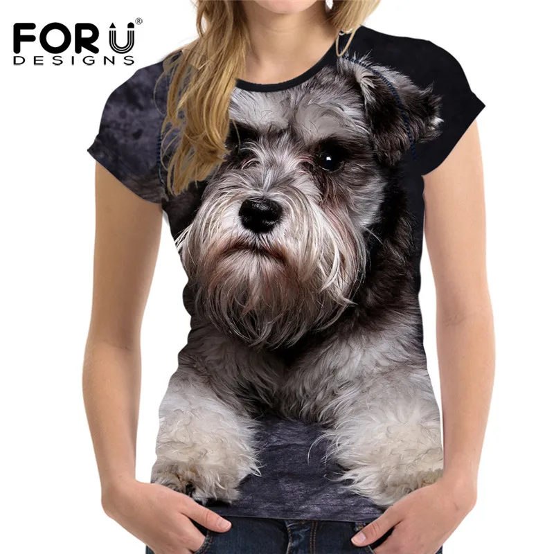 FORUDESIGNS/3D собака породы Шнауцер с принтом лица для женщин футболка Мода Бодибилдинг футболки брендовая Дизайнерская одежда короткий рукав топы - Цвет: H3391BV
