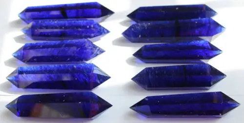 

40-50mm 10pcs PRETTY BLUE SMELTING QUARTZ CRYSTAL DT WAND POINT HEALING
