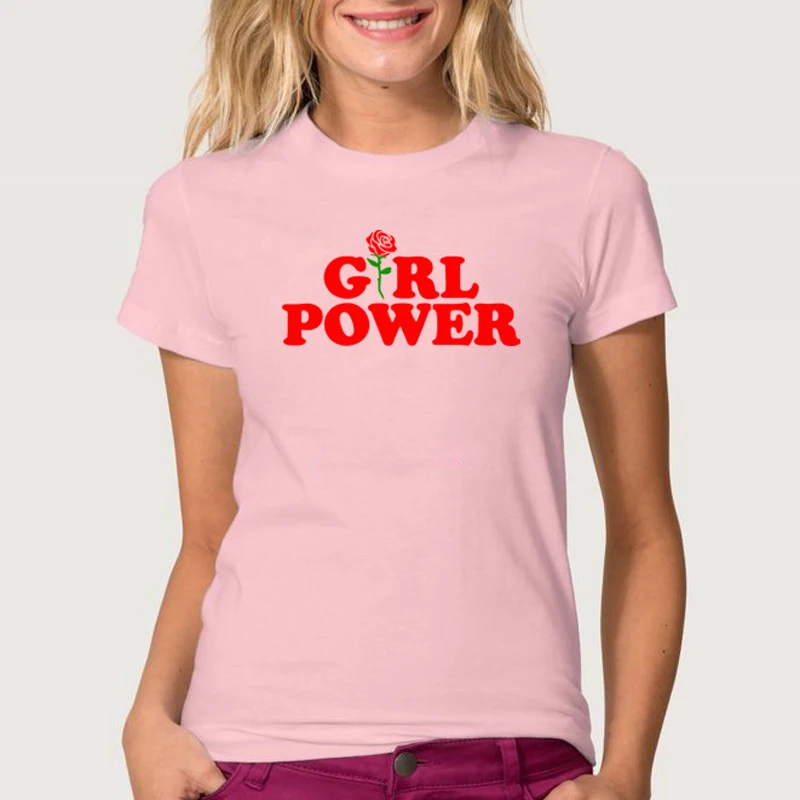 Летняя женская футболка с надписью Power Rose белая желтая серая черная облегающая