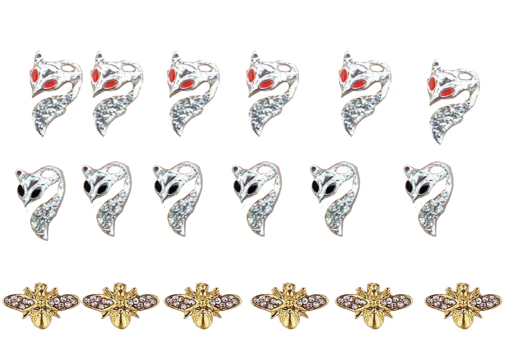 10pc Butterfly Rhinestone Nail Charm - Charms Animal /Fox with stone multiple charms for nail art # 3 styles | Красота и здоровье