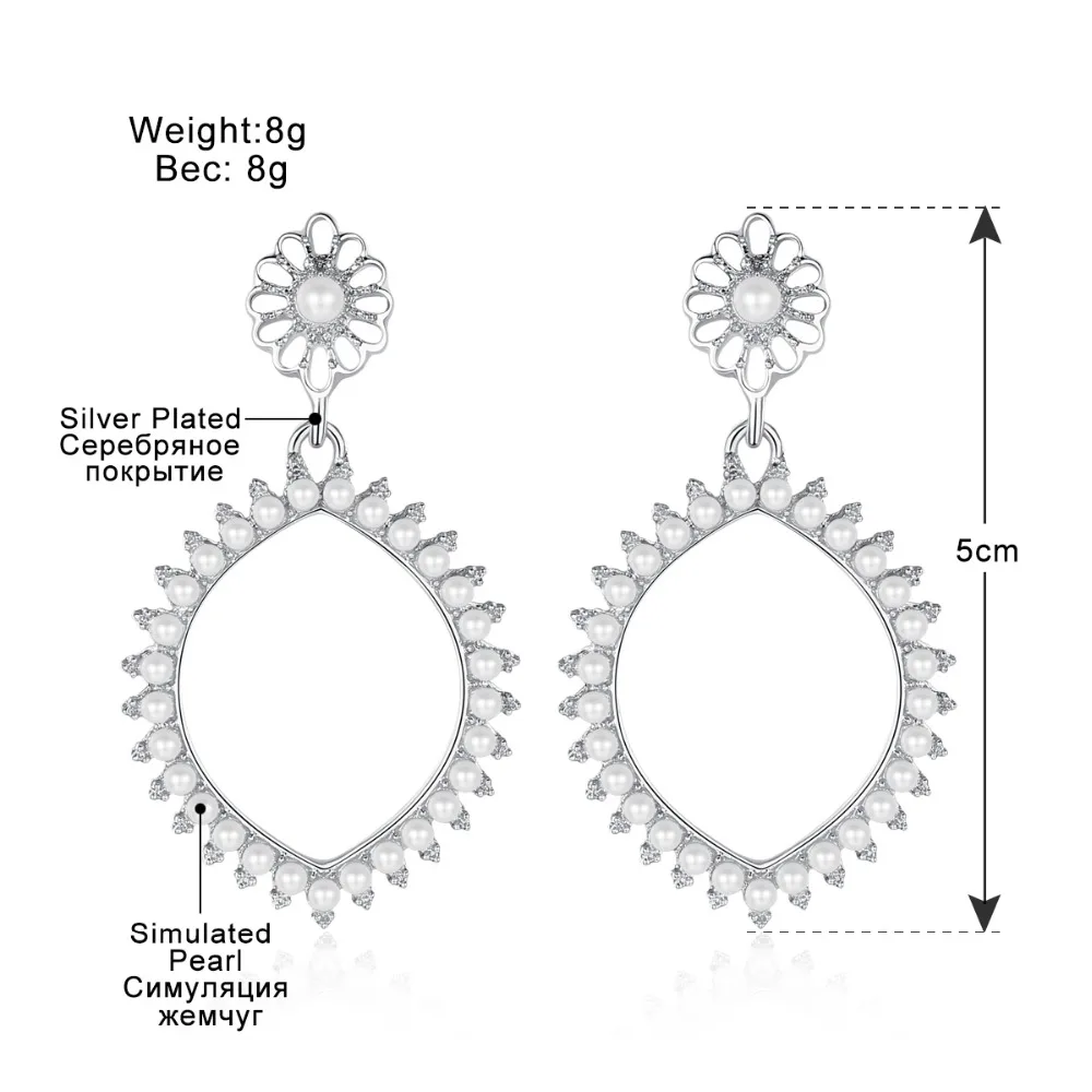 Mecresh корейский большой каплевидный серебряный цвет имитация жемчуга Висячие