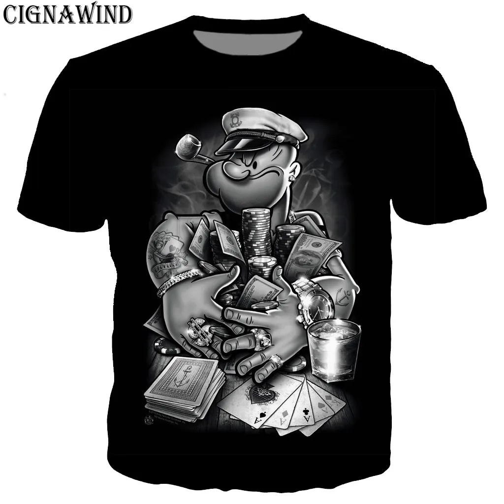 Новое поступление, футболка для мужчин/женщин, мультяшный аниме Popeye, 3D принт, футболки, короткий рукав, Harajuku стиль, футболка, уличная одежда, топы - Цвет: 02