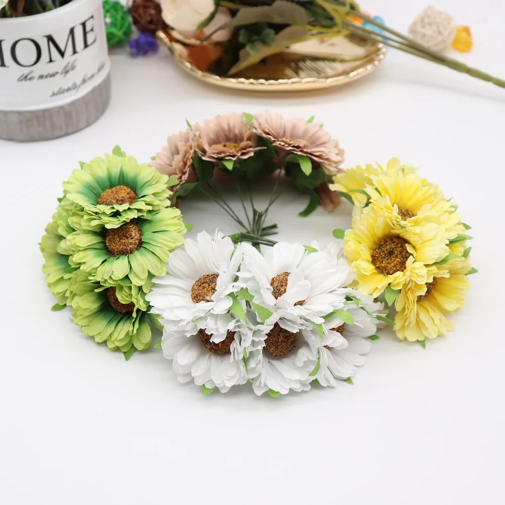 6 шт. ручной работы gerbera модный домашний сад невесты diy из упаковочного материала Свадебные банкетные Декоративные искусственные цветы ножницы Корона