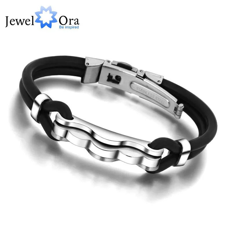 Мода резиновые браслет 2014 Desinger силиконовый мужская нержавеющей стали 316L ( JewelOra