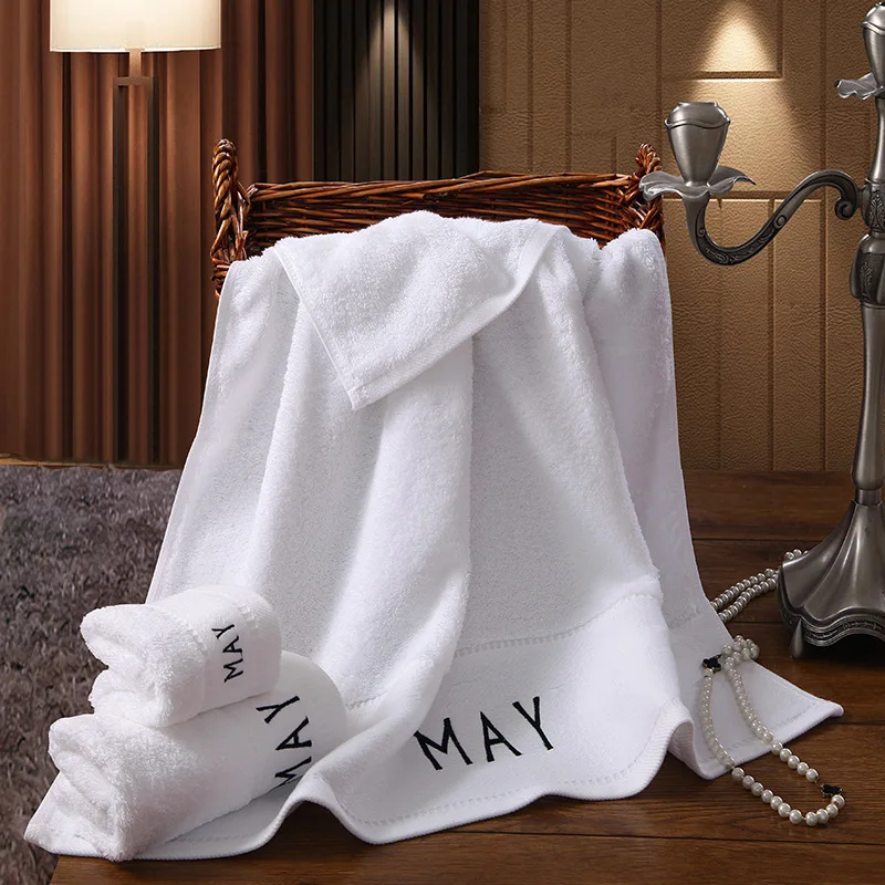 100% Cotton 3PCS Embroidery 12 Month Towel High Quality White Face Sport Bath Hand Bathroom For Home Hotel Wedding | Дом и сад