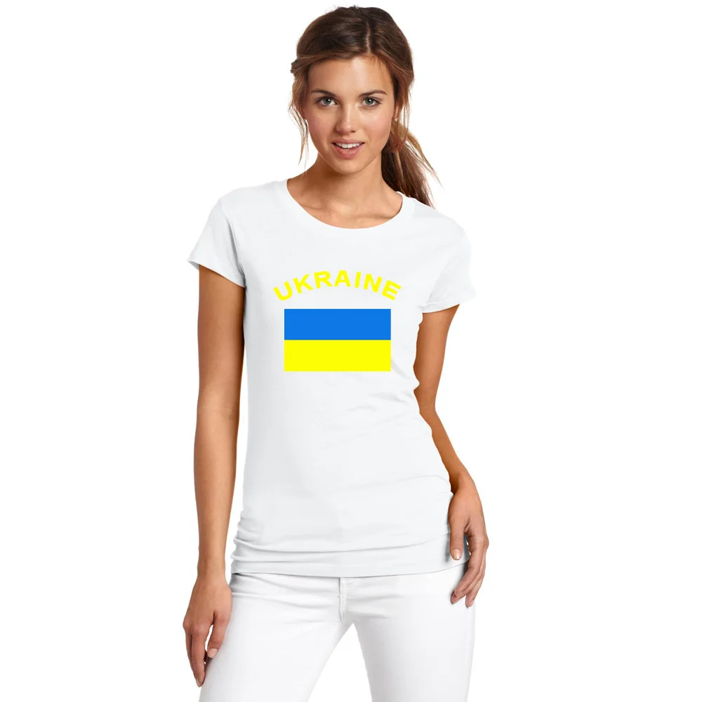 Женская футболка для фитнеса BLWHSA летняя белая фанатов Украины с национальным