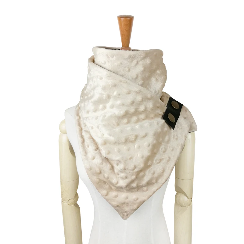 beige Leo anvi Новая мода echarpe hiver femme точки печати кольцо шарф полиэстер/хлопок для женщин с кнопками кожаный дизайн шарф - Цвет: beige