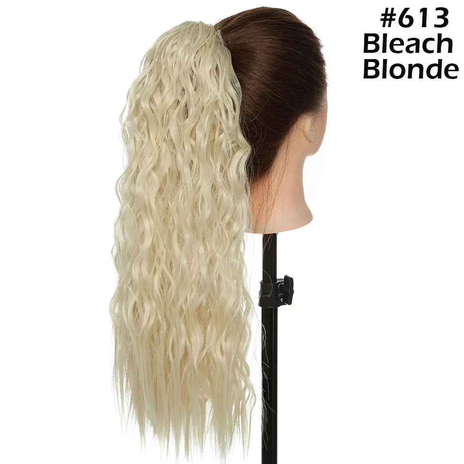 bleach blonde SNOILITE 18 дюймов длинная кукурузная водяная плойка с хвостом для наращивания волос на шнурке накладной хвост для женщин - Цвет: bleach blonde
