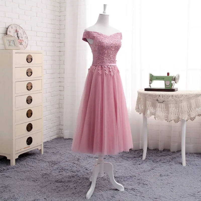 MNZ502X# кружевные платья подружки невесты, Новинка осени, короткое платье средней длины, стильное платье для выпускного вечера для девочек цвета шампанского, синего цвета, размера плюс, на заказ